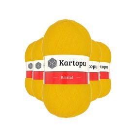 Kartopu K320 Koyu Sarı 5 Adet Kristal Çift Katlı El Örgü Lif İpi