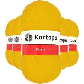 Kartopu K320 Koyu Sarı 5 Adet Kristal Çift Katlı El Örgü Lif İpi
