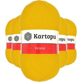 Kartopu K320 Koyu Sarı 5 Adet Kristal Çift Katlı El Örgü Lif İpi