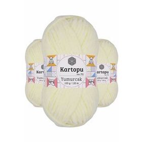 Kartopu K335 Krem Yumurcak Kadife 3 Adet El Örgü İpi