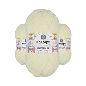 Kartopu K335 Krem Yumurcak Kadife 3 Adet El Örgü İpi