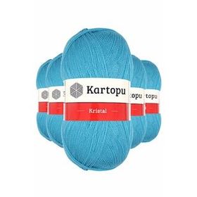 Kartopu K515 Turkuaz 5 Adet Kristal Çift Katlı El Örgü Lif İpi