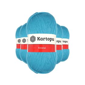 Kartopu K515 Turkuaz 5 Adet Kristal Çift Katlı El Örgü Lif İpi