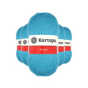 Kartopu K515 Turkuaz 5 Adet Kristal Çift Katlı El Örgü Lif İpi