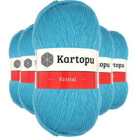 Kartopu K515 Turkuaz 5 Adet Kristal Çift Katlı El Örgü Lif İpi