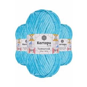 Kartopu K515 Turkuaz Yumurcak Kadife 3 Adet El Örgü İpi