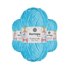 Kartopu K515 Turkuaz Yumurcak Kadife 3 Adet El Örgü İpi