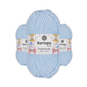 Kartopu K523 Bebe Mavi Yumurcak Kadife 3 Adet El Örgü İpi