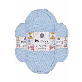 Kartopu K523 Bebe Mavi Yumurcak Kadife 3 Adet El Örgü İpi