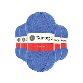 Kartopu K535 Koyu Mavi 5 Adet Kristal Çift Katlı El Örgü Lif İpi