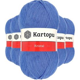 Kartopu K535 Koyu Mavi 5 Adet Kristal Çift Katlı El Örgü Lif İpi