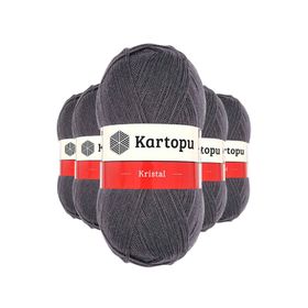 Kartopu K556 Kömür Gri 5 Adet Kristal Çift Katlı El Örgü Lif İpi