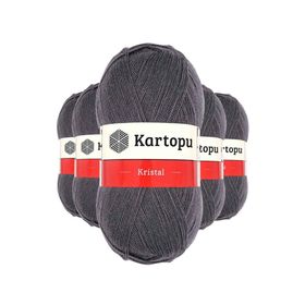 Kartopu K556 Kömür Gri 5 Adet Kristal Çift Katlı El Örgü Lif İpi