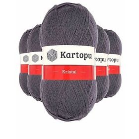 Kartopu K556 Kömür Gri 5 Adet Kristal Çift Katlı El Örgü Lif İpi