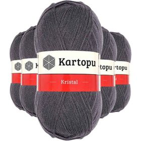 Kartopu K556 Kömür Gri 5 Adet Kristal Çift Katlı El Örgü Lif İpi
