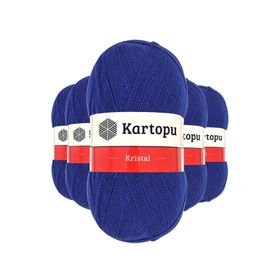 Kartopu K627 Lacivert 5 Adet Kristal Çift Katlı El Örgü Lif İpi