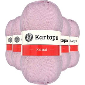 Kartopu K699 Açık Pembe 5 Adet Kristal Çift Katlı El Örgü Lif İpi