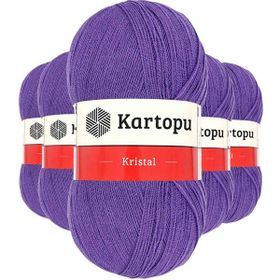 Kartopu K703 Açık Mor 5 Adet Kristal Çift Katlı El Örgü Lif İpi