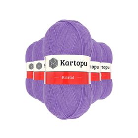 Kartopu K708 Eflatun 5 Adet Kristal Çift Katlı El Örgü Lif İpi