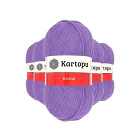 Kartopu K708 Eflatun 5 Adet Kristal Çift Katlı El Örgü Lif İpi