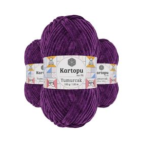 Kartopu K719 Açık Mor Yumurcak Kadife 3 Adet El Örgü İpi