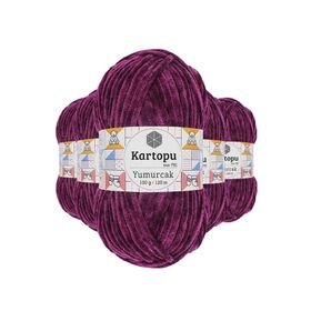 Kartopu K726 5 Adet Mürdüm Yumurcak Kadife El Örgü İpi