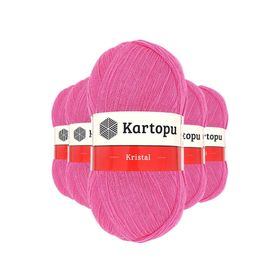 Kartopu K772 Şeker Pembe 5 Adet Kristal Çift Katlı El Örgü Lif İpi