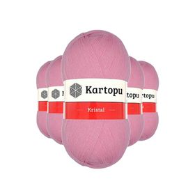 Kartopu K774 Pembe 5 Adet Kristal Çift Katlı El Örgü Lif İpi