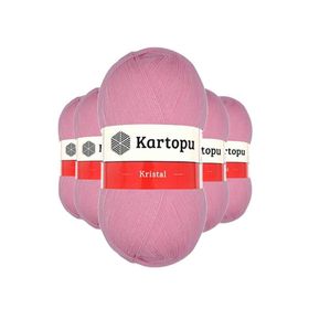 Kartopu K774 Pembe 5 Adet Kristal Çift Katlı El Örgü Lif İpi