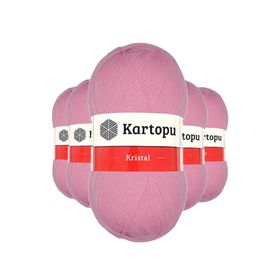 Kartopu K774 Pembe 5 Adet Kristal Çift Katlı El Örgü Lif İpi