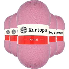 Kartopu K774 Pembe 5 Adet Kristal Çift Katlı El Örgü Lif İpi