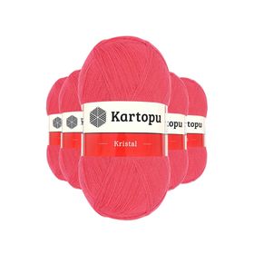 Kartopu K812 Nar Çiçeği 5 Adet Kristal Çift Katlı El Örgü Lif İpi