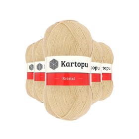 Kartopu K884 Sütlü Kahve 5 Adet Kristal Çift Katlı El Örgü Lif İpi