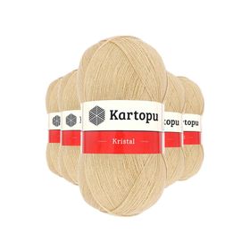 Kartopu K884 Sütlü Kahve 5 Adet Kristal Çift Katlı El Örgü Lif İpi