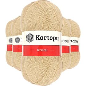 Kartopu K884 Sütlü Kahve 5 Adet Kristal Çift Katlı El Örgü Lif İpi