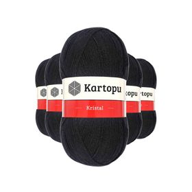 Kartopu K940 Siyah 5 Adet Kristal Çift Katlı El Örgü Lif İpi