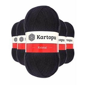Kartopu K940 Siyah 5 Adet Kristal Çift Katlı El Örgü Lif İpi