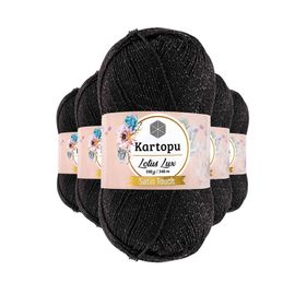 Kartopu K940 Siyah Lotus Bikini Büstiyer Bluz Simli 5 Adet Örgü İpi