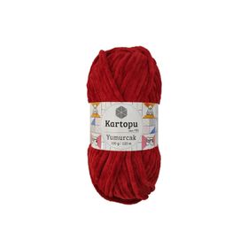 Kartopu Yumurcak Kadife Kırmızı K126 El Örgü İpi