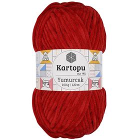 Kartopu Yumurcak Kadife Kırmızı K126 El Örgü İpi