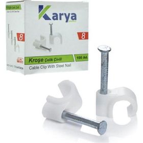 Karya 8 Numara Çelik Çivili 25 mm 4x16 Antigron Kablolar için 100'lü Kroşe