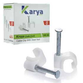 Karya 8 Numara Çelik Çivili 25 mm 4x16 Antigron Kablolar için 100'lü Kroşe