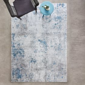 Kaşmir Halı Sare Abstrract Blue Yıkanabilir Kaymaz Taban 80x150 cm Halı