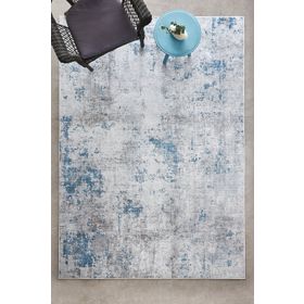 Kaşmir Halı Sare Abstrract Blue Yıkanabilir Kaymaz Taban 80x150 cm Halı