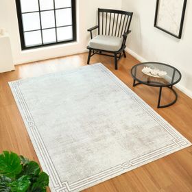 Kaşmir Halı Sare Bordure Beige Yıkanabilir Kaymaz Taban 80x300 cm Halı