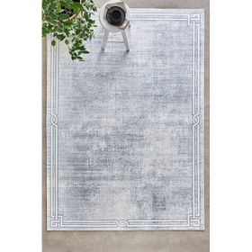 Kaşmir Halı Sare Bordure Grey Yıkanabilir Kaymaz Taban 80x150 cm Halı