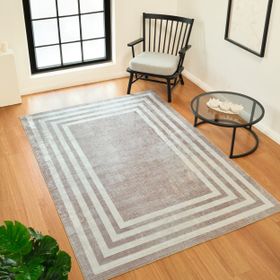 Kaşmir Halı Sare By Frame Beige Yıkanabilir Kaymaz Taban 80x150 cm Halı