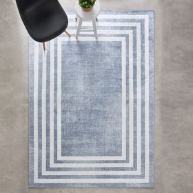 Kaşmir Halı Sare By Frame Gray Yıkanabilir Kaymaz Taban 80x300 cm Halı