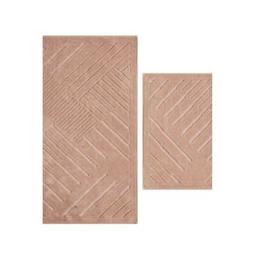 Kaşmir Home Bergen 60x100-50x60 cm Bej 2'li Pamuk Banyo Paspası