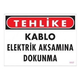 Katar Market Kablo Elektrik Aksamına Dokunma Uyarı Levhası